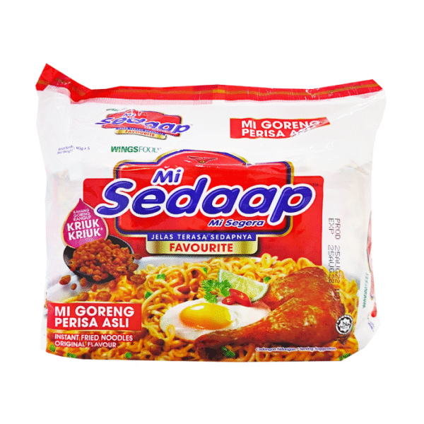 mi-sedaap-mi-goreng-asli-5x90g-front.png MI SEDAAP Mi Goreng Asli Instant Fried Noodles 5x90g
